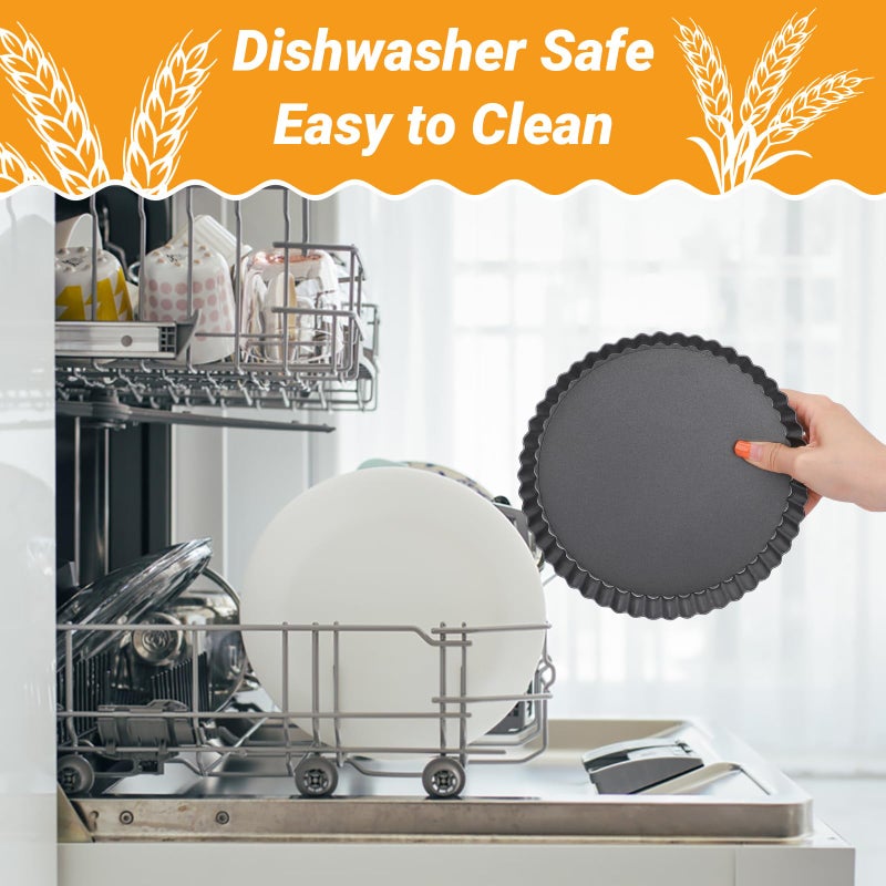 Beasea Mini Tart Pans for Baking, 2pcs 8 Inch Tart Pan with Removable Bottom Small Non Stick Carbon Steel Quiche Pie Pans for Oven Baking - Image 4